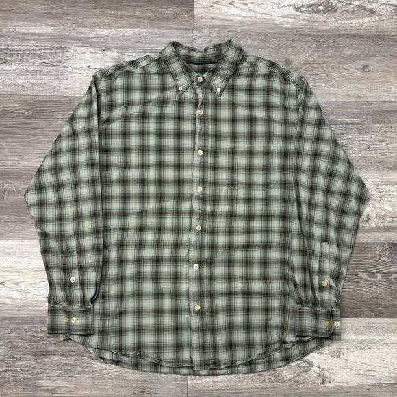 Orvis Flannel Shadow Tartan Plaid‎ Green Mens XL Slim Fit Button Shirt Preppy - Picture 2 of 9